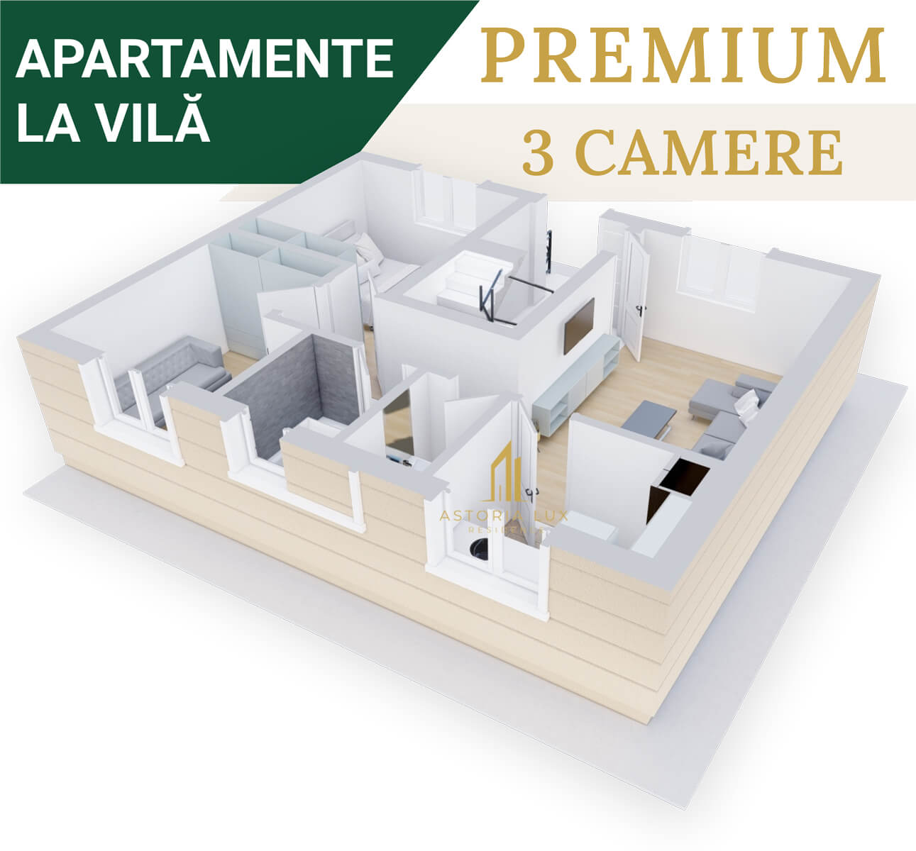 Apartament 3 camere varianta 3D