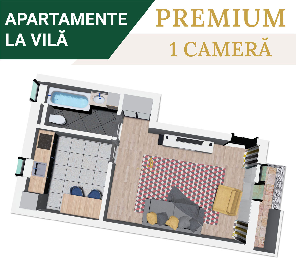 Apartament 1 camera varianta 1B