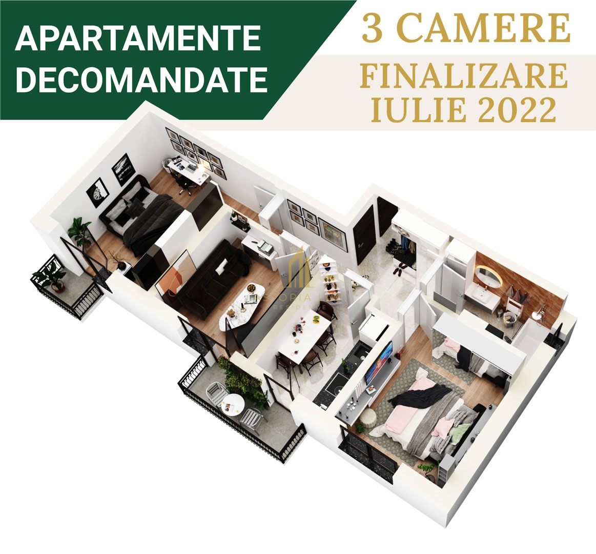 Apartament 3 camere Decomandat